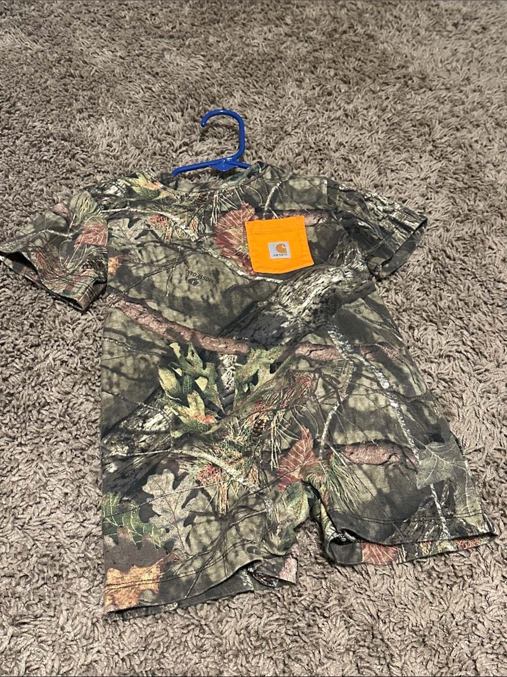 Carhartt Kids Short Sleeve Camouflage Romper with Orange Pocket